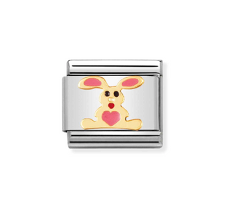 Nomination - Link EARTH ANIMALS enamel and 18k gold PINK RABBIT