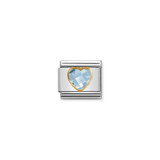 Nomination - Link HEART FACETED 18k gold LIGHT BLUE HEART