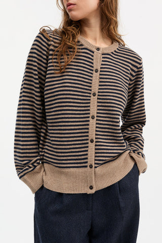 SKALL - Senna Cardigan - Brown/Navy Stripe