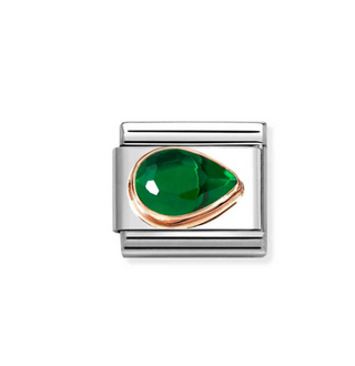Nomination - Link CLASSIC FACETED right drop 9k rose gold GREEN