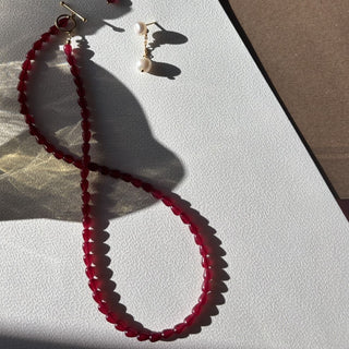 STINE A - Love Drop Necklace - Burgundy