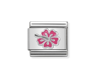 Nomination - Link CLASSIC SYMBOLS enamel and 925 sterling silver HIBISCUS PINK FLOWER
