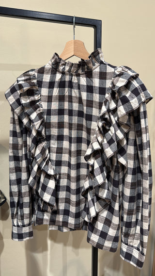 Feeka - Grace Blouse - Carreau Noir/Ebene