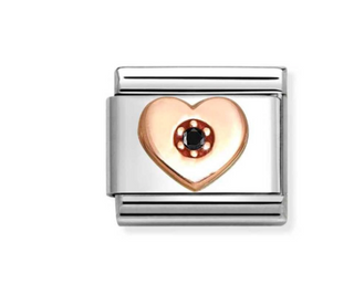 Nomination - Link SYMBOLS 9k rose gold and cz BLACK HEART