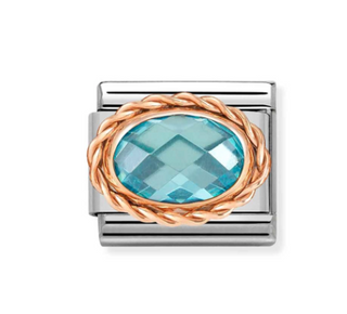 Nomination - Link OVAL FACETED 9k gold LIGHT BLUE
