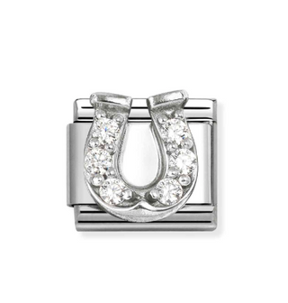 Nomination - Link SYMBOLS cz and 925 sterling silver WHITE HORSESHOE