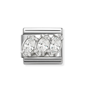 Nomination - Link CLASSIC cz and 925 sterling silver WHITE TRILOGY