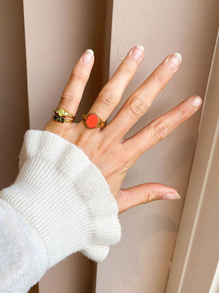 All The Luck in the World - Cherie Goldplated Ring Oval Small - Lime