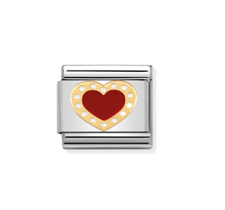 Nomination - Link LOVE 2 enamel and 18k gold HEART WITH DOTS RED