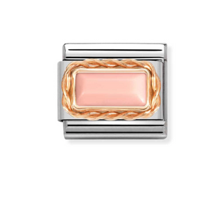 Nomination - Link CLASSIC BAGUETTE stone and 9k rose gold PINK CORAL