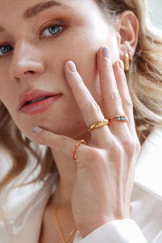 All The Luck in the World - Cherie Goldplated Ring Twisted Dots - Orange