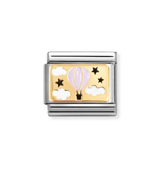 Nomination - Link PLATES enamel and 18k gold HOT AIR BALLOON PINK