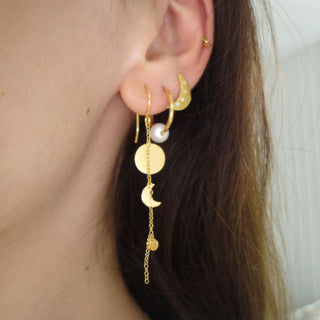 STINE A - Sun and Moon Earring with Chain