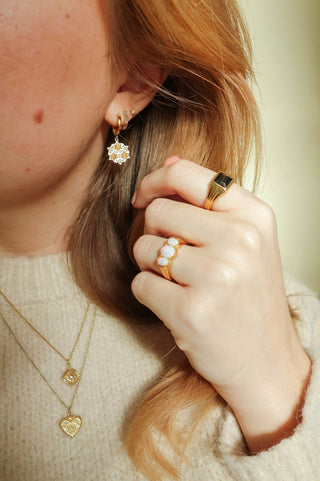 All The Luck in the World - Cherie Goldplated Ring Oval - White