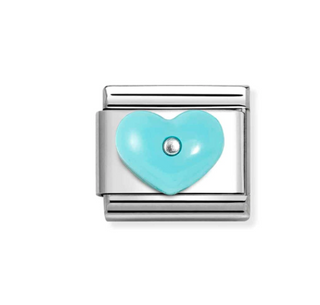 Nomination - Link STONE SYMBOLS 925 sterling silver TURQUOISE RESIN HEART