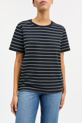 SKALL - Loui Regular Tee - Navy/White Stripe