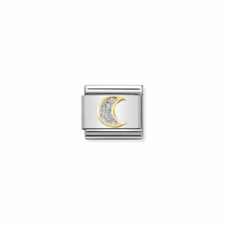 Nomination - Link GLITTER SYMBOLS  18k gold SILVER moon