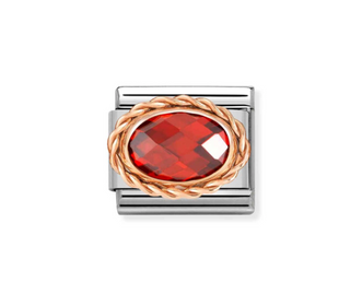 Nomination - Link OVAL FACETED 9k gold RED