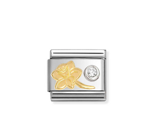 Nomination - Link CLASSIC SYMBOLS 750 gold, 925 sterling silver and cz FLOWER CZ WHITE