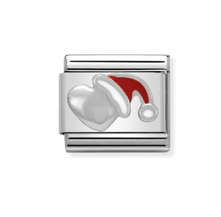 Nomination - Link SYMBOLS enamel and 925 sterling silver HEART WITH CHRISTMAS HAT