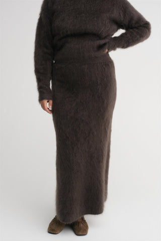 ALMADA LABEL - Umi Brushed Cashmere Skirt - Chocolate