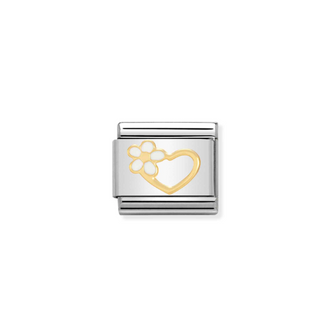 Nomination - Link LOVE 1 enamel and 18k gold HEART WITH FLOWER