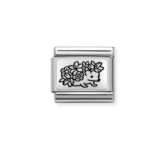 Nomination - Link PLATES 925 sterling silver HEDGEHOG FLOWERS