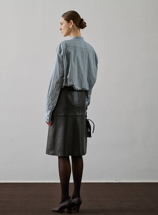 SOEUR - Gwen Leather Skirt - Brun Gris