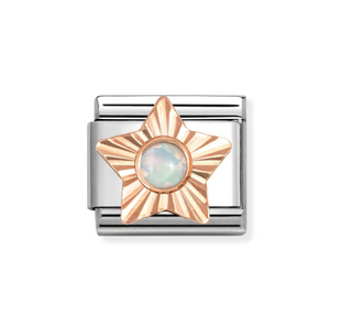 Nomination - Link CLASSIC DIAMOND STAR 9k rose gold STAR WHITE OPAL