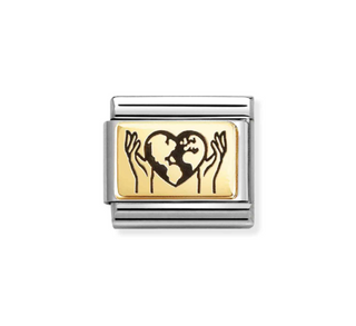 Nomination - Link CLASSIC PLATES 18k gold HANDS WITH GLOBE