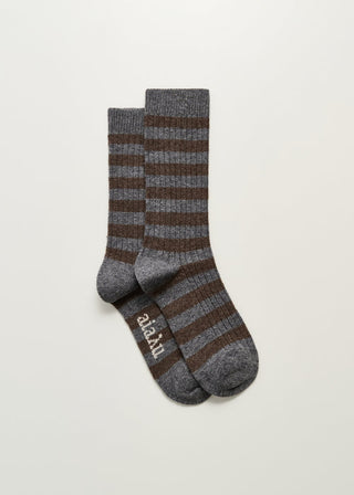 AIAYU - Striped Cashmere Sock - Mix Grey