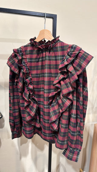 Feeka - Grace Blouse - Tartan Grenat