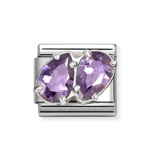 Nomination - Link CLASSIC cz and 925 sterling silver PURPLE DOUBLE DROPS