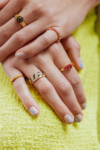 All The Luck in the World - Cherie Goldplated Ring Small Bar - Blue