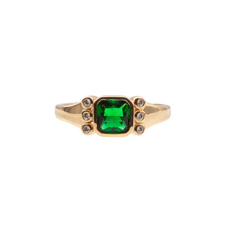 All The Luck in the World - Cherie Goldplated Ring Square - Green Clear