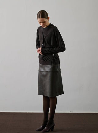 SOEUR - Gwen Leather Skirt - Brun Gris
