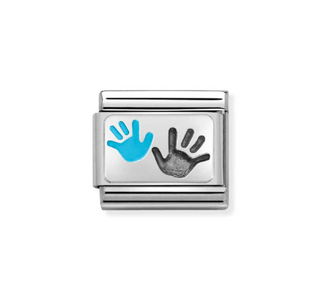 Nomination - Link PLATES enamel, 925 sterling silver HANDS SON AND PARENT