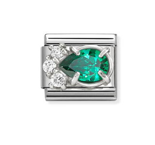 Nomination - Link CLASSIC cz and 925 sterling silver GREEN DROP