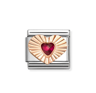 Nomination - Link DIAMOND HEART 9k rose gold RED HEART