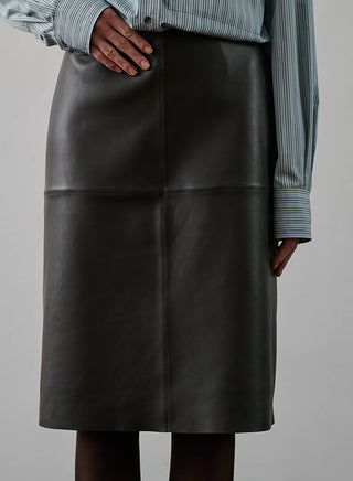 SOEUR - Gwen Leather Skirt - Brun Gris