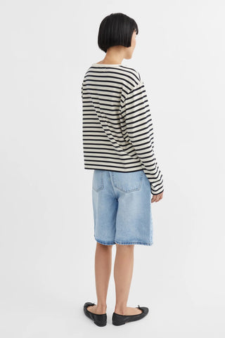 SKALL - Loui Oversized Blouse - Dark Navy/White Stripe
