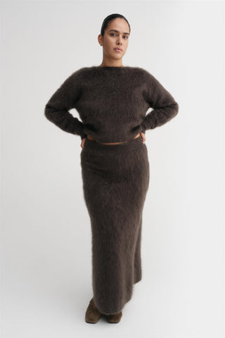 ALMADA LABEL - Umi Brushed Cashmere Skirt - Chocolate