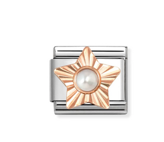 Nomination - Link CLASSIC DIAMOND STAR 9k rose gold STAR WHITE PEARL