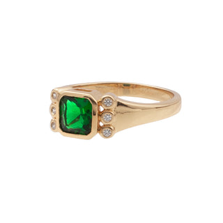 All The Luck in the World - Cherie Goldplated Ring Square - Green Clear