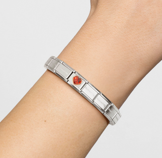 Nomination - Link HEART FACETED STONES 375 gold RED HEART