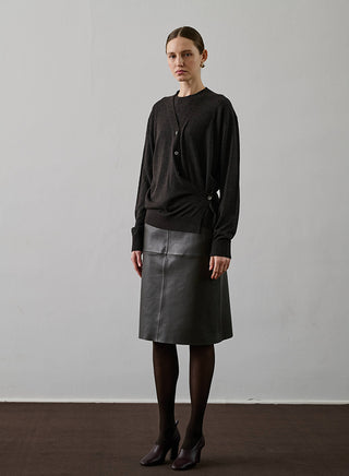 SOEUR - Gwen Leather Skirt - Brun Gris