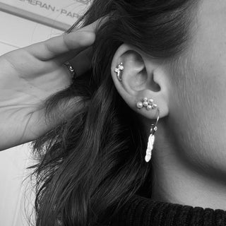 STINE A - Flow Earring W/Two Stones - Silver