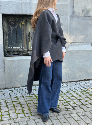 THE CURATED - The Cashmere Cape - Charcoal Grey