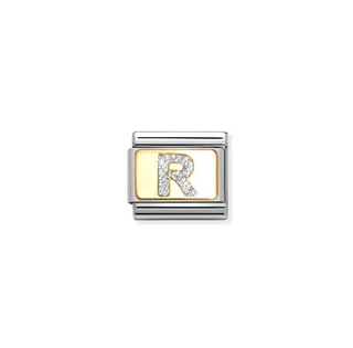 Nomination - Link GLITTER LETTER 18k gold R