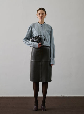 SOEUR - Gwen Leather Skirt - Brun Gris